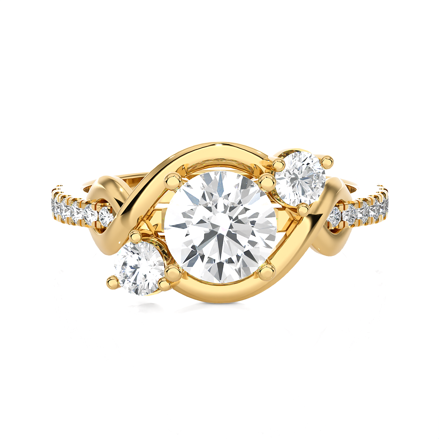 1 1/2 ctw Round Lab Grown Diamond Side Stone Engagement Ring