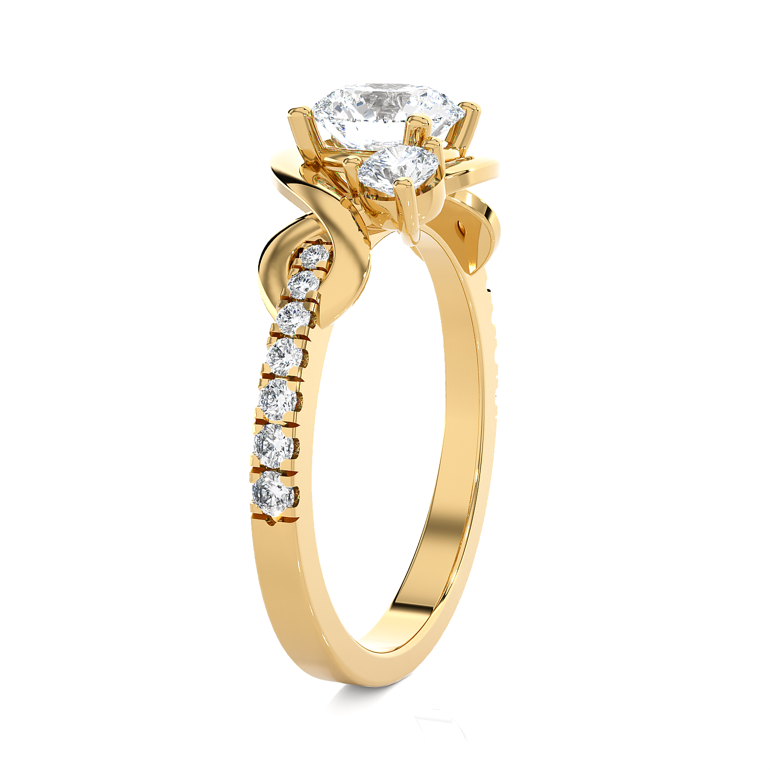 1 1/2 ctw Round Lab Grown Diamond Side Stone Engagement Ring