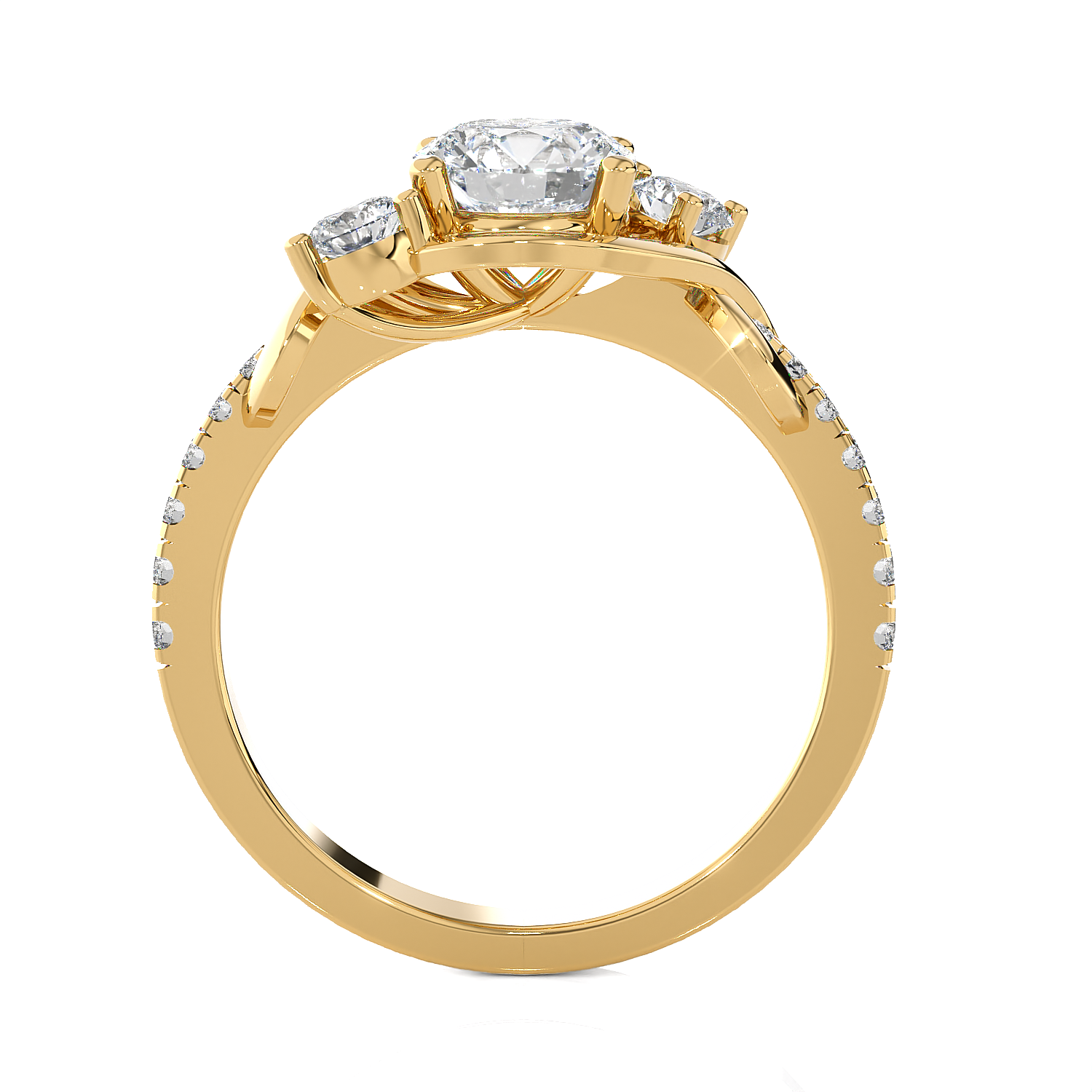 1 1/2 ctw Round Lab Grown Diamond Side Stone Engagement Ring