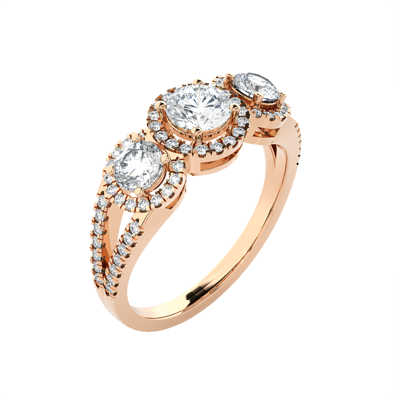 1 1/3 ctw Round Three Stone Lab Grown Diamond Ring