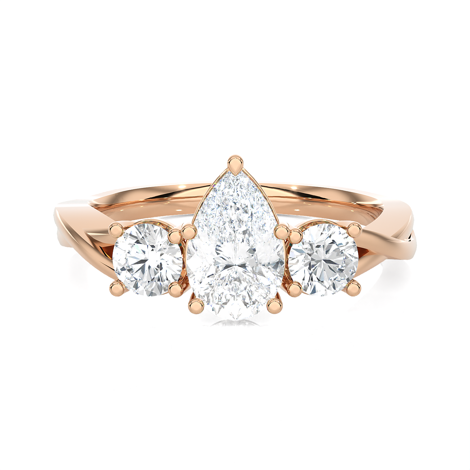 1 1/2 ctw Pear-Shaped with Round Three Stone Lab Grown Diamond Ring