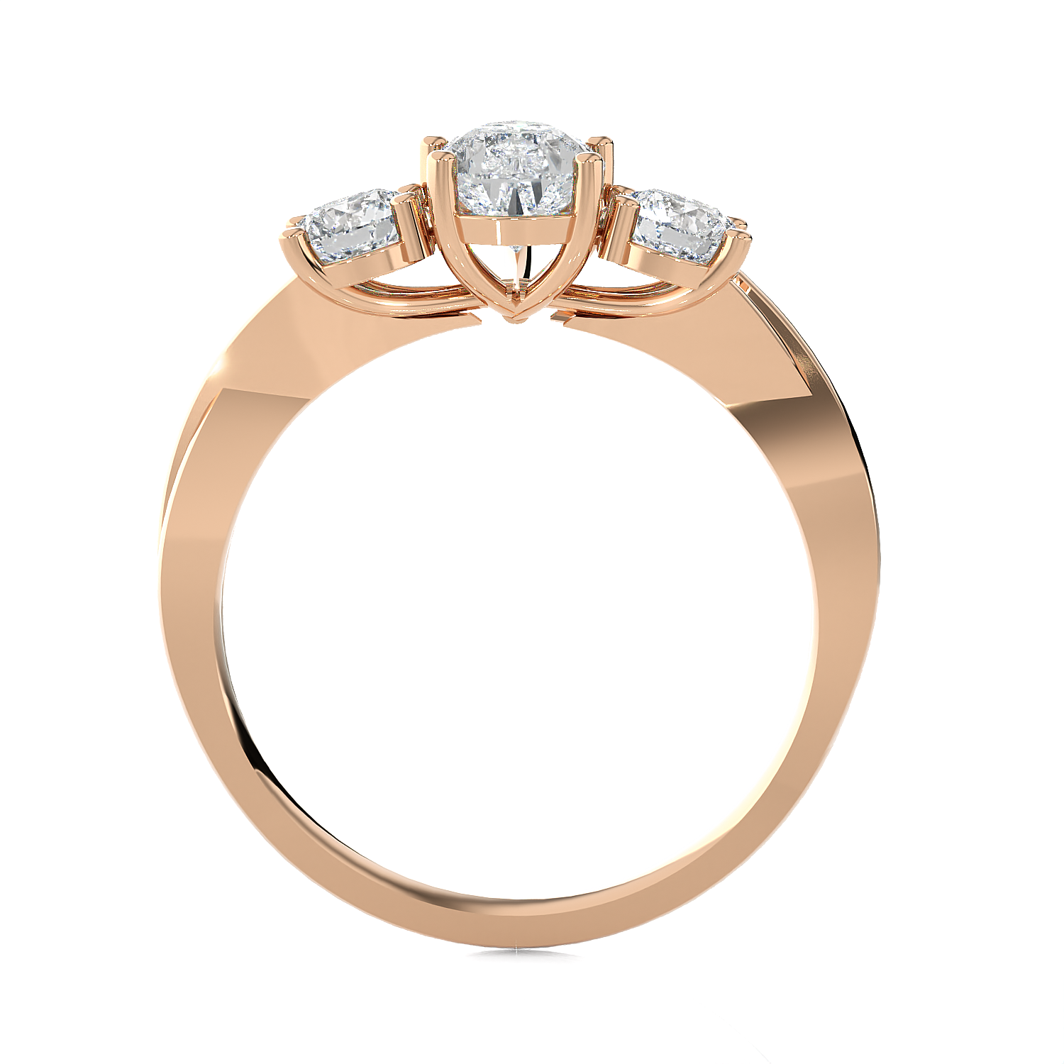 1 1/2 ctw Pear-Shaped with Round Three Stone Lab Grown Diamond Ring