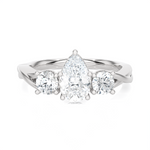 1 1/2 ctw Pear-Shaped with Round Three Stone Lab Grown Diamond Ring