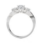 1 1/2 ctw Pear-Shaped with Round Three Stone Lab Grown Diamond Ring