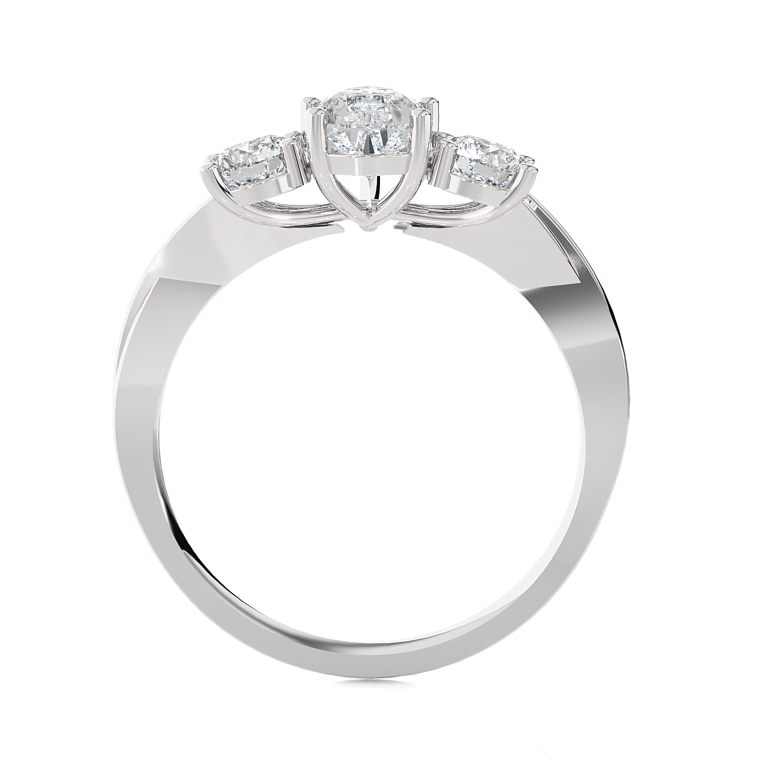 1 1/2 ctw Pear-Shaped with Round Three Stone Lab Grown Diamond Ring