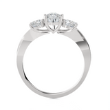 1 1/2 ctw Pear-Shaped with Round Three Stone Lab Grown Diamond Ring
