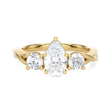 1 1/2 ctw Pear-Shaped with Round Three Stone Lab Grown Diamond Ring