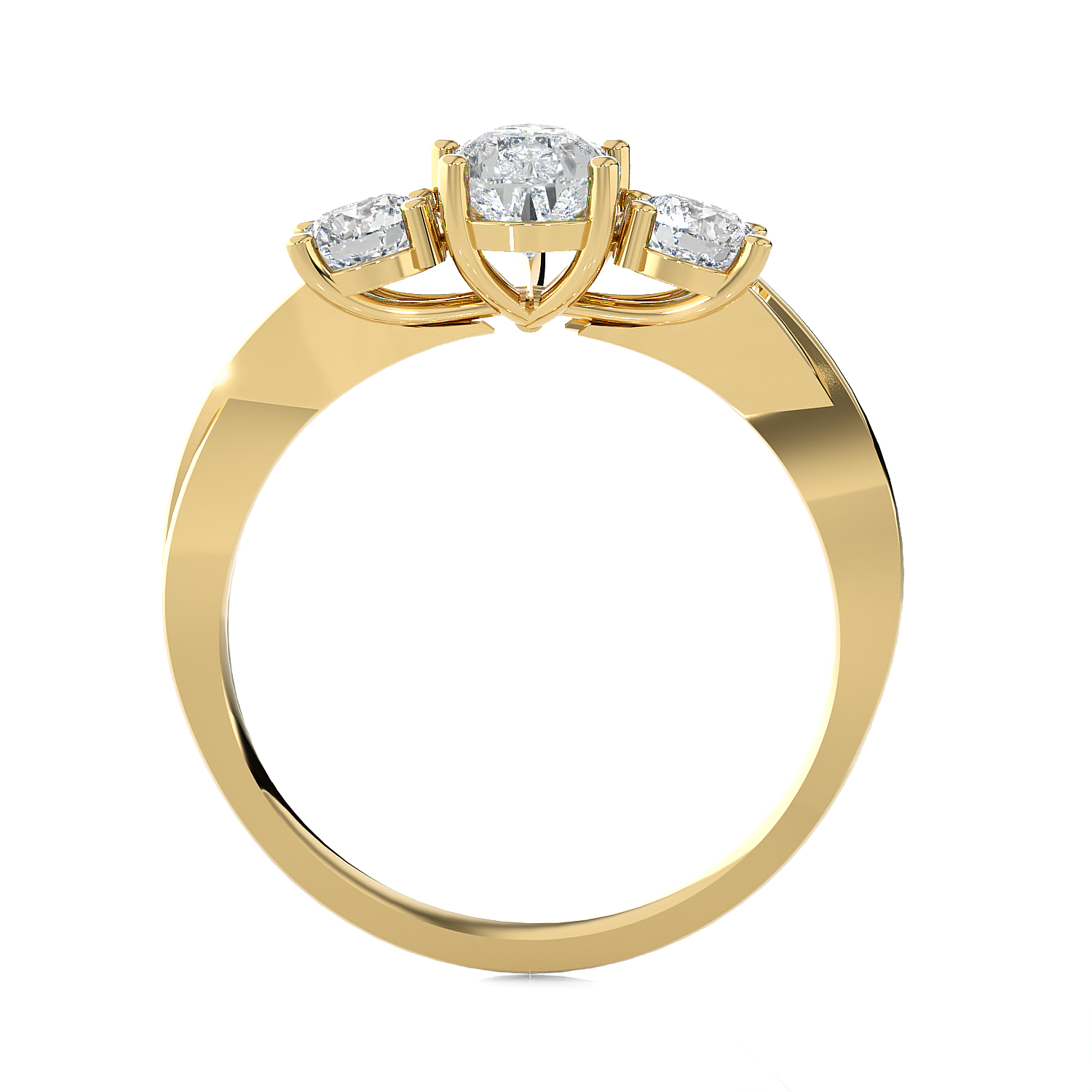 1 1/2 ctw Pear-Shaped with Round Three Stone Lab Grown Diamond Ring