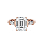 3 ctw Emerald-Cut with Tapered Baguette Three Stone Lab Grown Diamond Ring