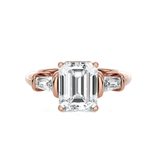 3 ctw Emerald-Cut with Tapered Baguette Three Stone Lab Grown Diamond Ring