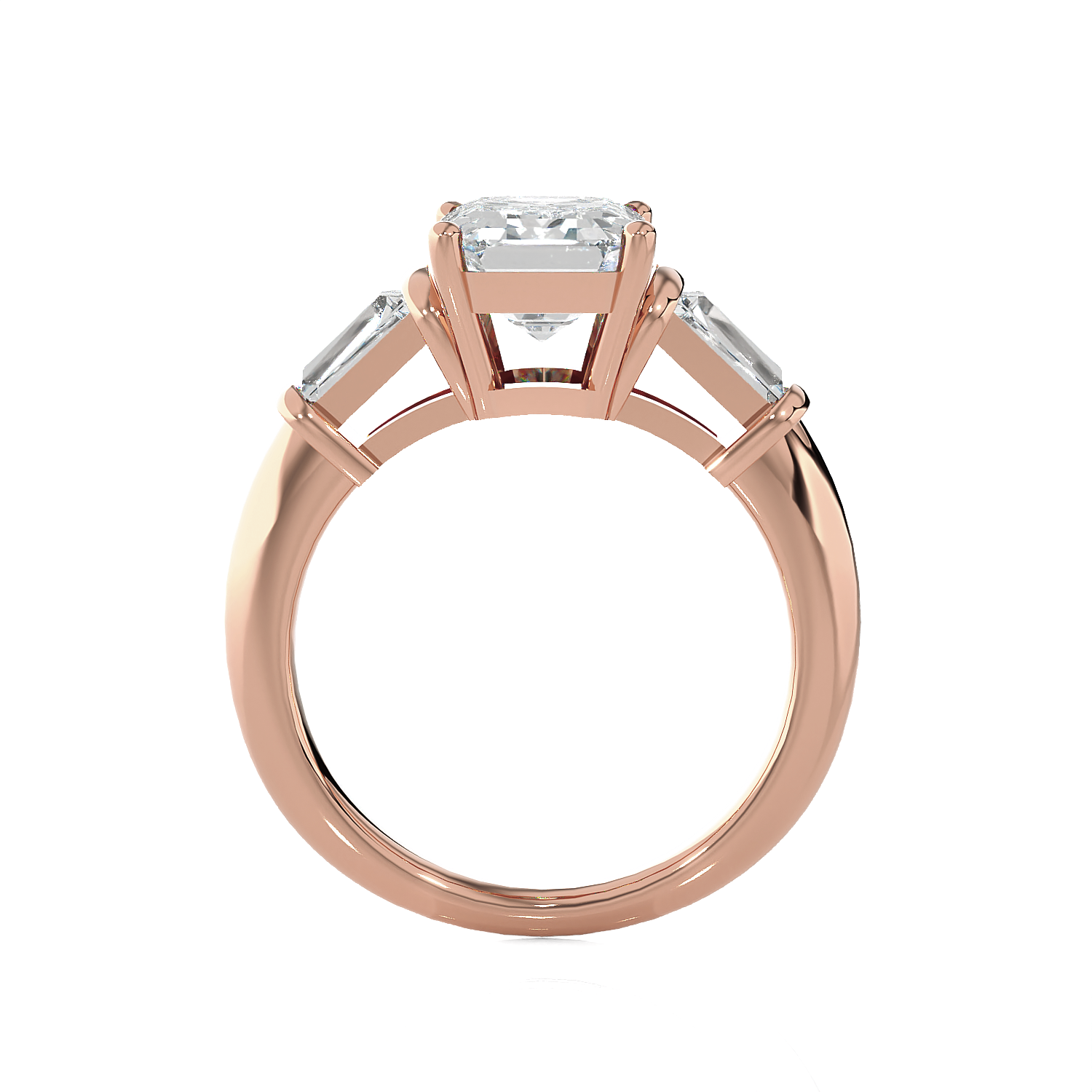 3 ctw Emerald-Cut with Tapered Baguette Three Stone Lab Grown Diamond Ring