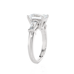 3 ctw Emerald-Cut with Tapered Baguette Three Stone Lab Grown Diamond Ring