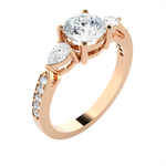 1 1/2 ctw Round with Pear-Shaped Three Stone Lab Grown Diamond Ring