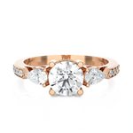 1 1/2 ctw Round with Pear-Shaped Three Stone Lab Grown Diamond Ring