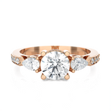 1 1/2 ctw Round with Pear-Shaped Three Stone Lab Grown Diamond Ring