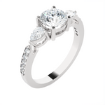 1 1/2 ctw Round with Pear-Shaped Three Stone Lab Grown Diamond Ring