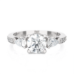 1 1/2 ctw Round with Pear-Shaped Three Stone Lab Grown Diamond Ring