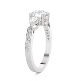 1 1/2 ctw Round with Pear-Shaped Three Stone Lab Grown Diamond Ring