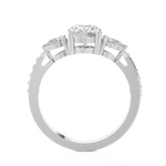 1 1/2 ctw Round with Pear-Shaped Three Stone Lab Grown Diamond Ring