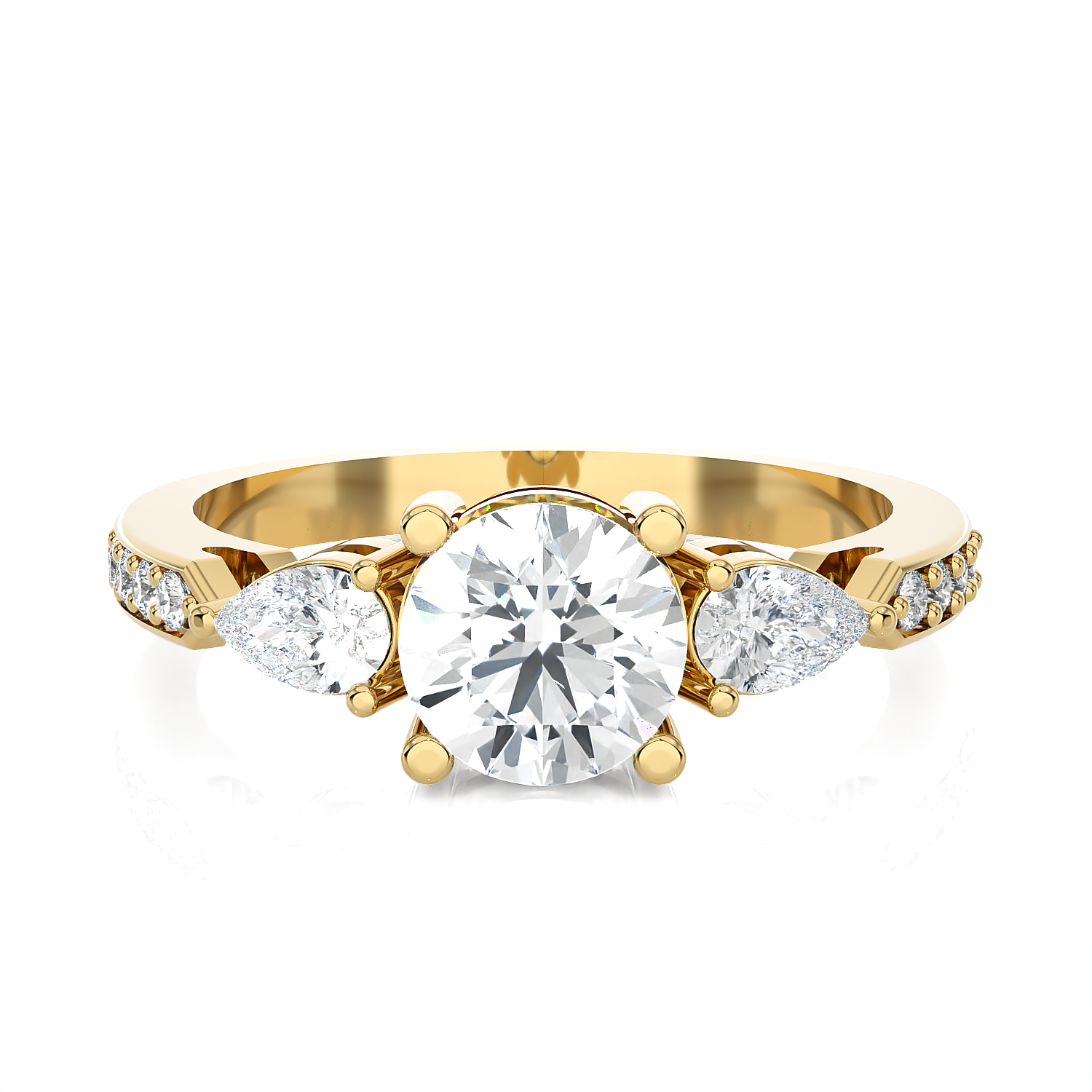 1 1/2 ctw Round with Pear-Shaped Three Stone Lab Grown Diamond Ring