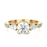 1 1/2 ctw Round with Pear-Shaped Three Stone Lab Grown Diamond Ring