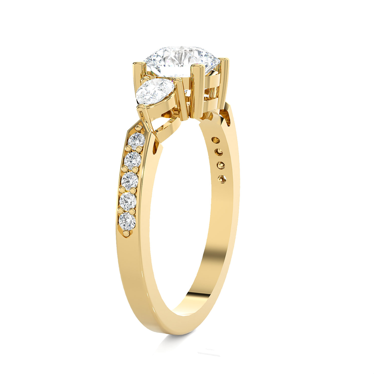 1 1/2 ctw Round with Pear-Shaped Three Stone Lab Grown Diamond Ring