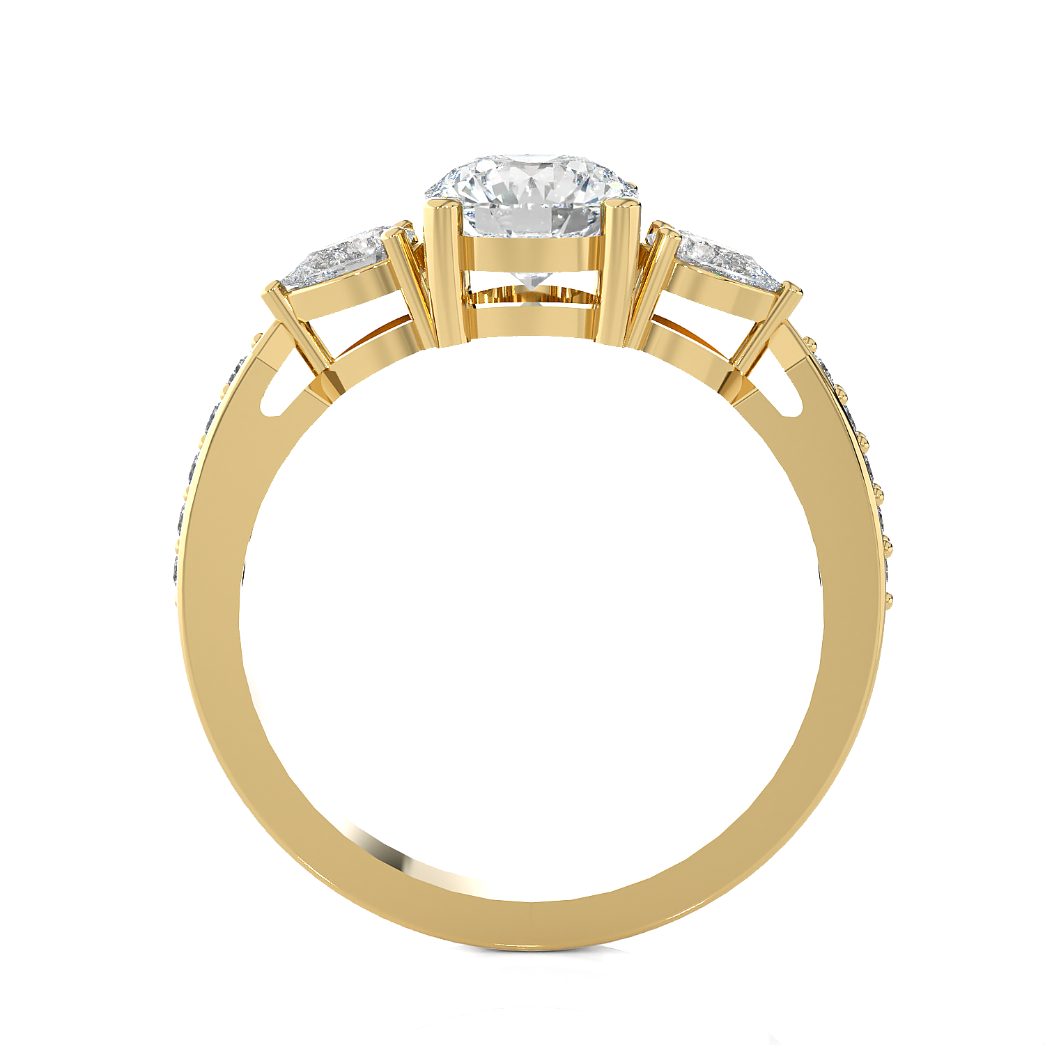 1 1/2 ctw Round with Pear-Shaped Three Stone Lab Grown Diamond Ring