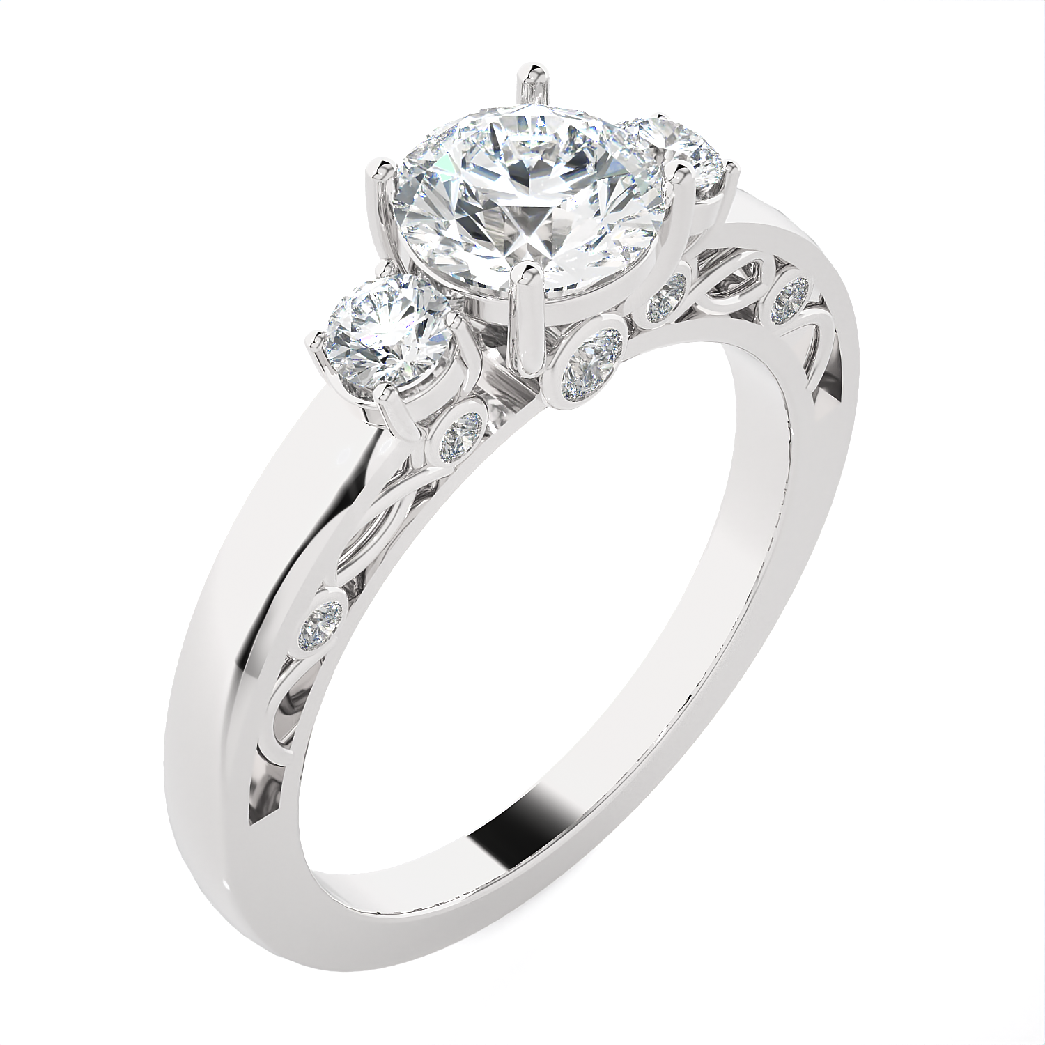 1 ctw Round Three Stone Lab Grown Diamond Ring