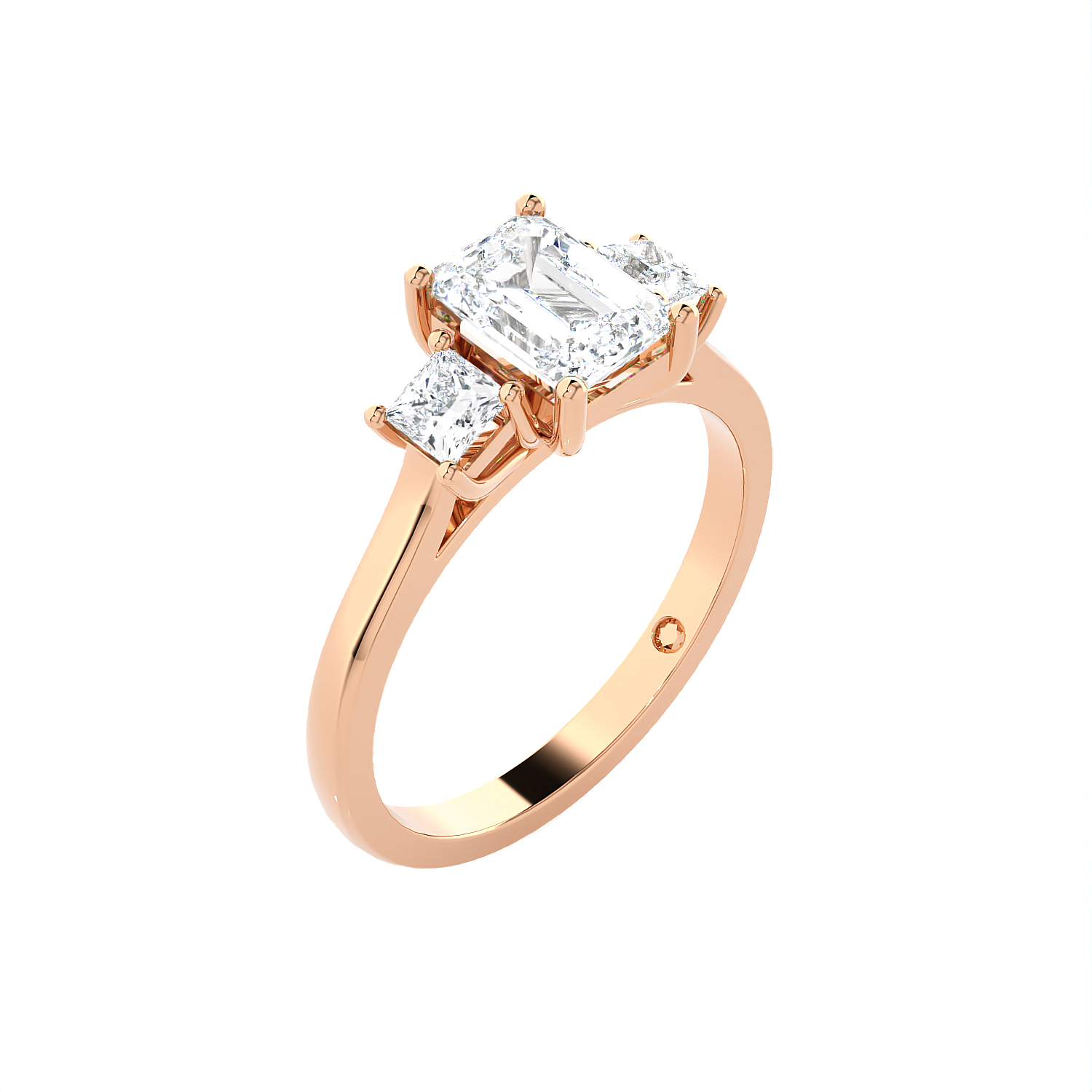 1 1/3 ctw Emerald-Cut with Tapered Baguette Three Stone Lab Grown Diamond Ring