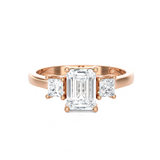 1 1/3 ctw Emerald-Cut with Tapered Baguette Three Stone Lab Grown Diamond Ring