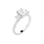 1 1/3 ctw Emerald-Cut with Tapered Baguette Three Stone Lab Grown Diamond Ring