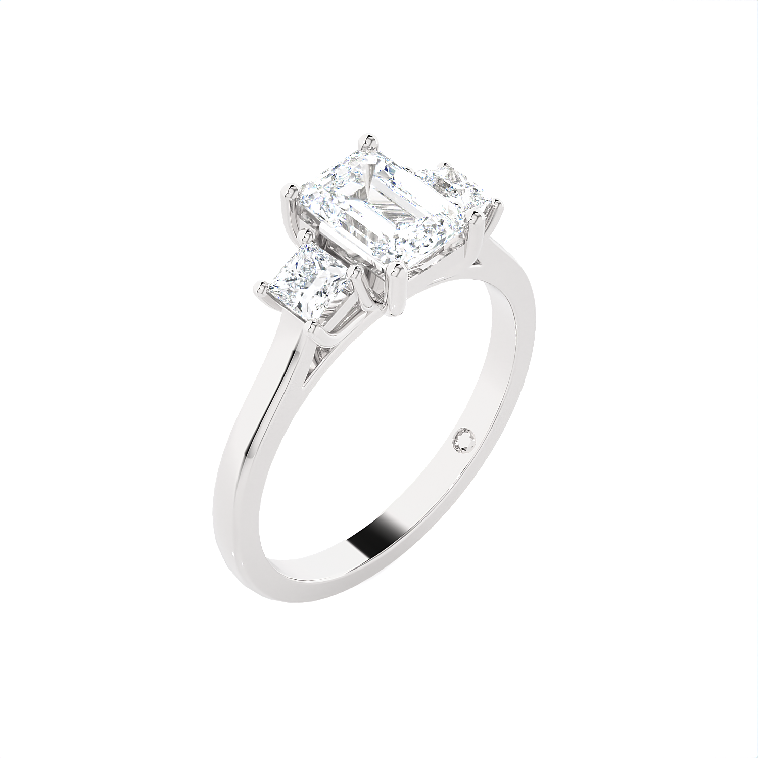 1 1/3 ctw Emerald-Cut with Tapered Baguette Three Stone Lab Grown Diamond Ring