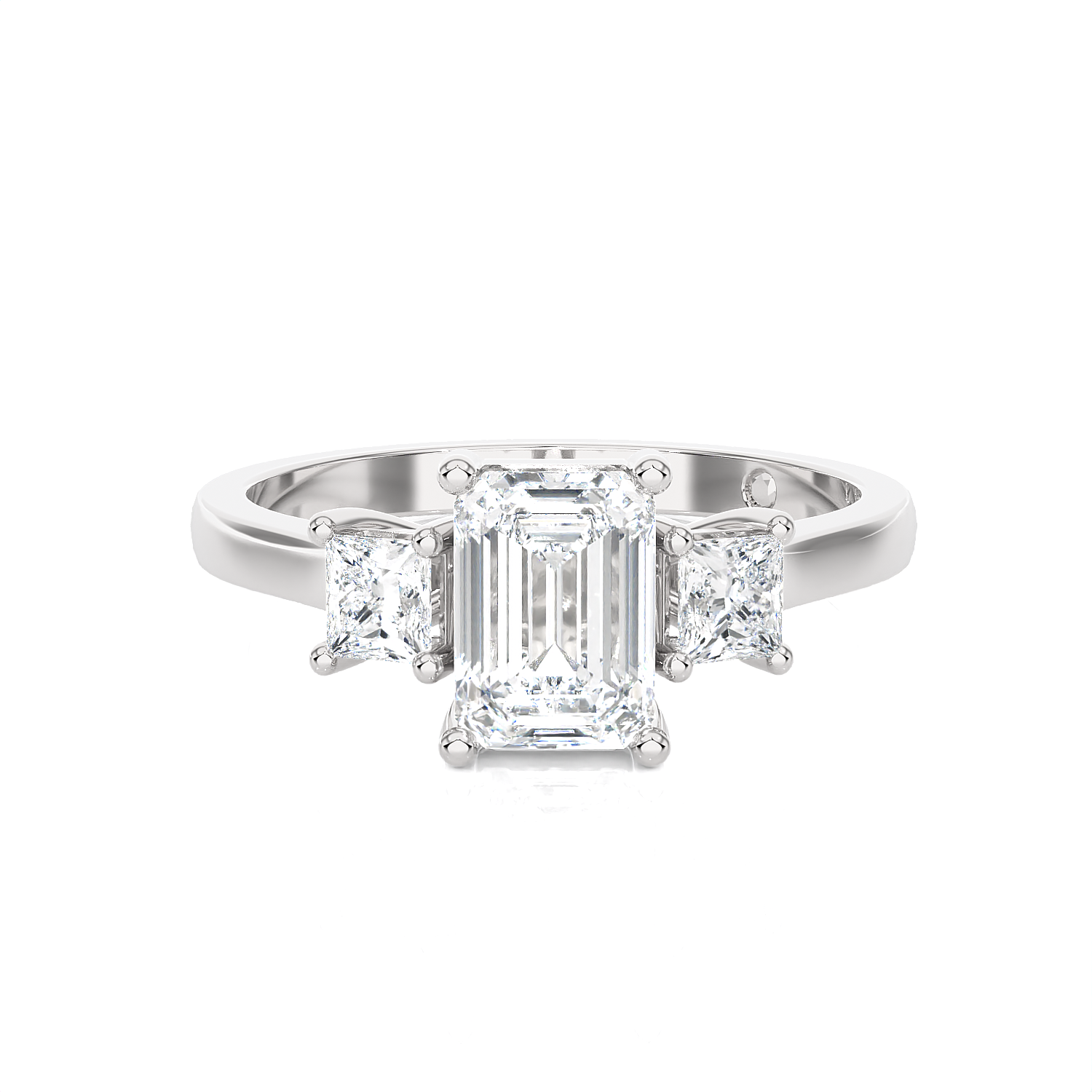 1 1/3 ctw Emerald-Cut with Tapered Baguette Three Stone Lab Grown Diamond Ring