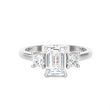 1 1/3 ctw Emerald-Cut with Tapered Baguette Three Stone Lab Grown Diamond Ring