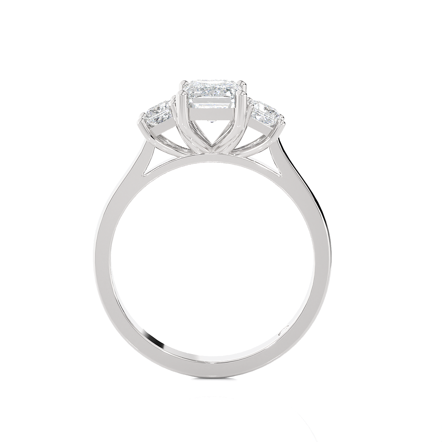 1 1/3 ctw Emerald-Cut with Tapered Baguette Three Stone Lab Grown Diamond Ring