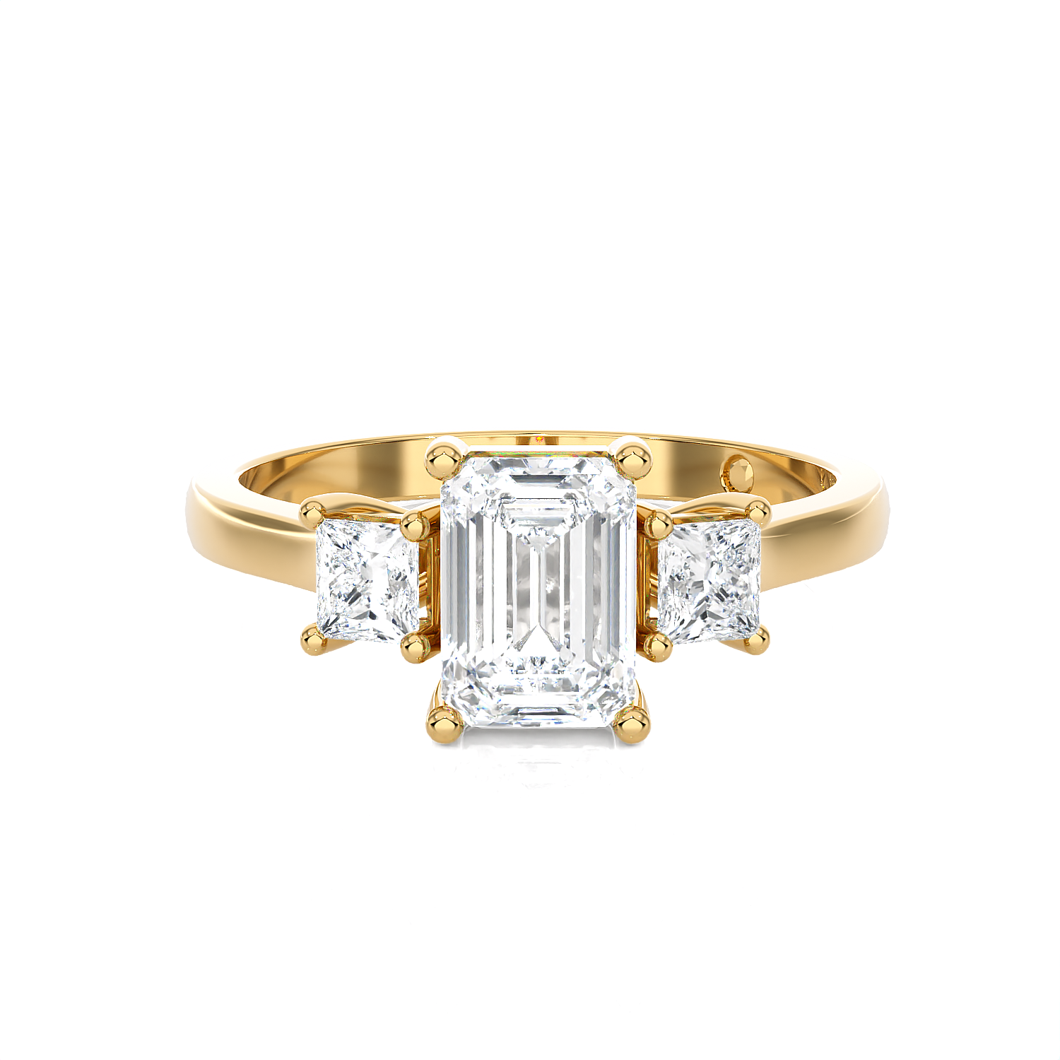 1 1/3 ctw Emerald-Cut with Tapered Baguette Three Stone Lab Grown Diamond Ring