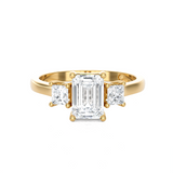 1 1/3 ctw Emerald-Cut with Tapered Baguette Three Stone Lab Grown Diamond Ring