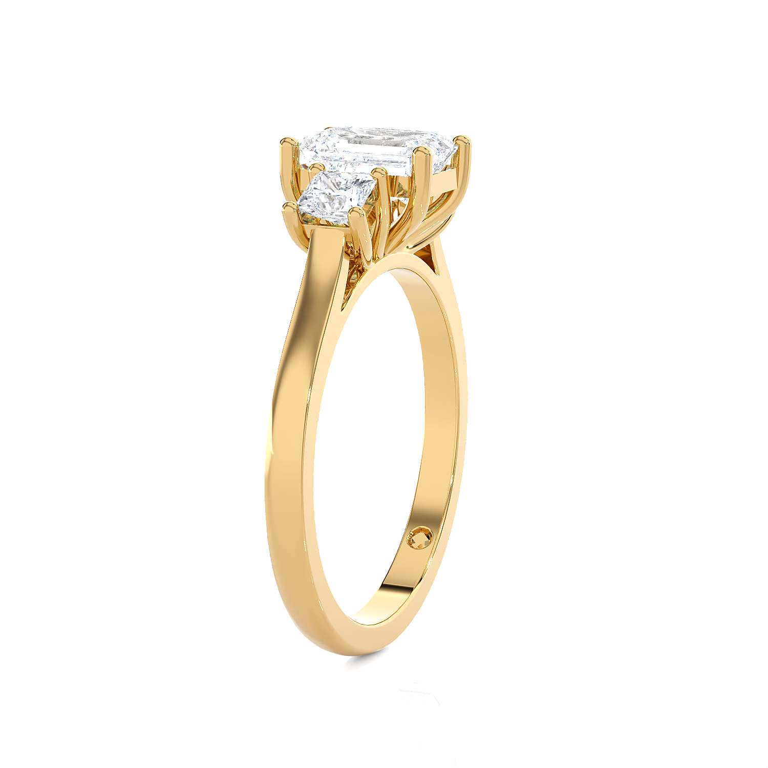 1 1/3 ctw Emerald-Cut with Tapered Baguette Three Stone Lab Grown Diamond Ring