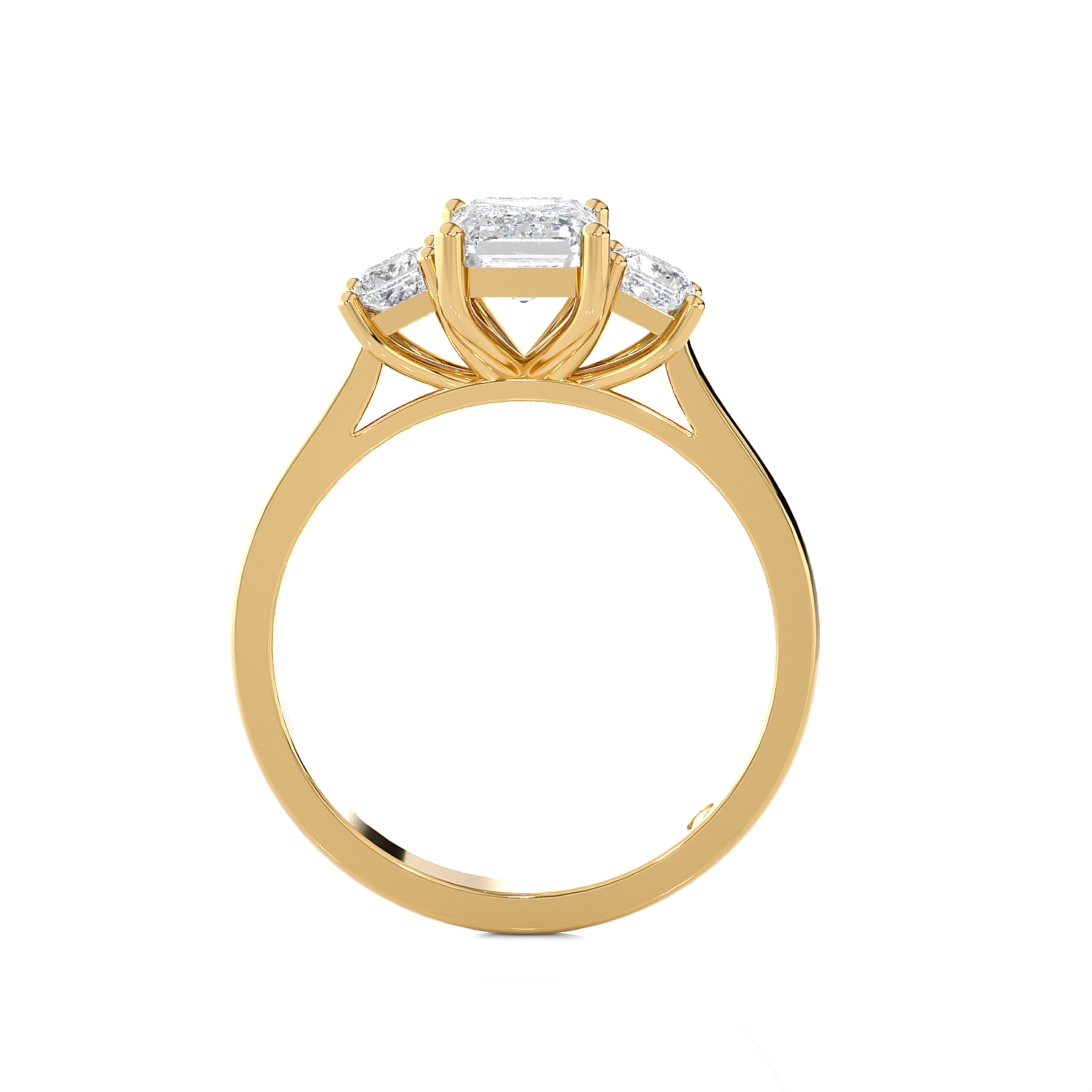 1 1/3 ctw Emerald-Cut with Tapered Baguette Three Stone Lab Grown Diamond Ring