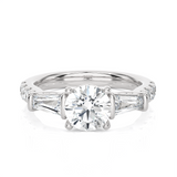1 7/8 ctw Round with Tapered Baguette Three Stone Lab Grown Diamond Ring