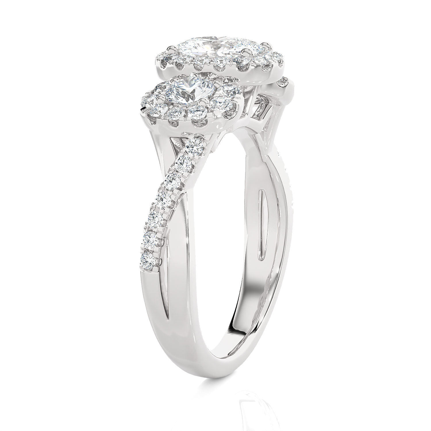1 5/8 ctw Oval Three Stone Lab Grown Diamond Ring