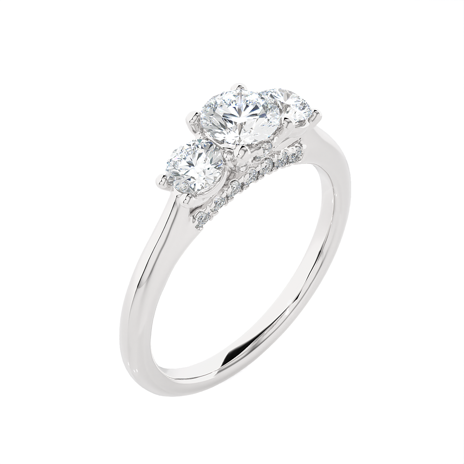 1 ctw Round Three Stone Lab Grown Diamond Ring