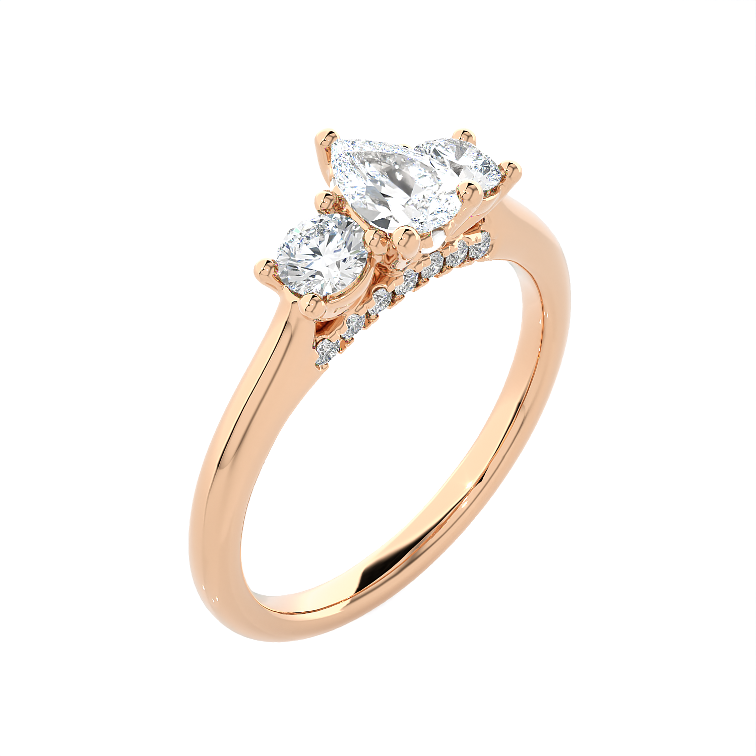 Round Three Stone Lab Grown Diamond Ring