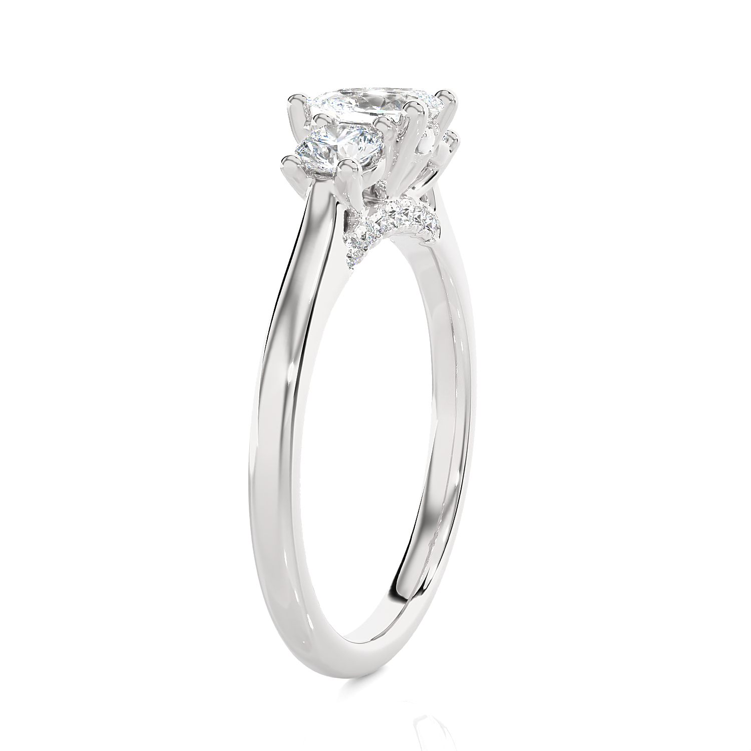 Round Three Stone Lab Grown Diamond Ring