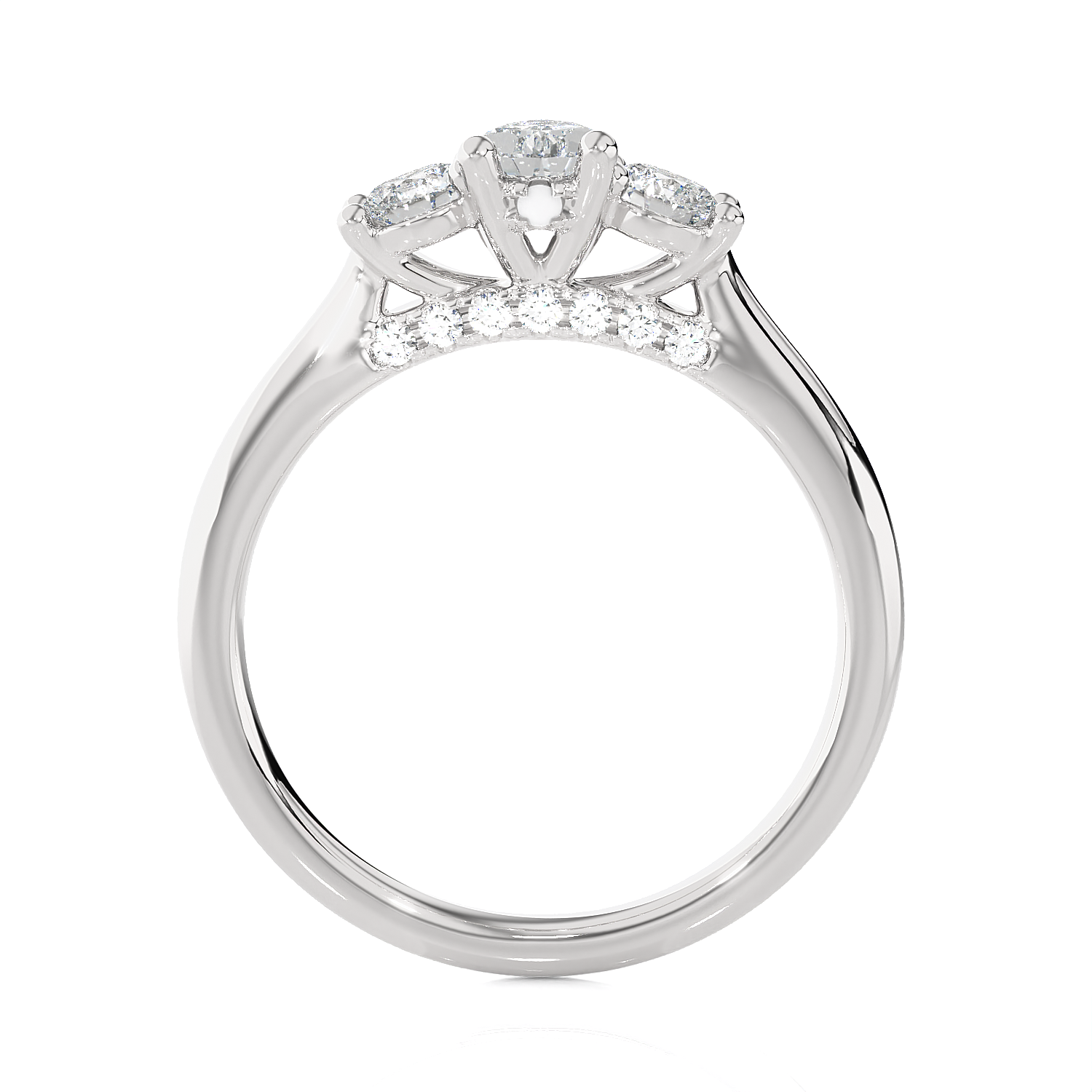 Round Three Stone Lab Grown Diamond Ring