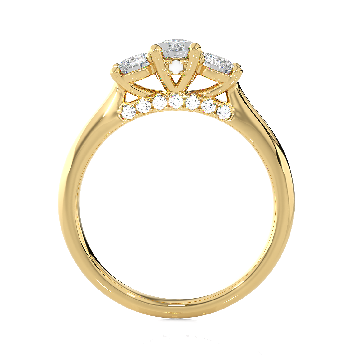 Round Three Stone Lab Grown Diamond Ring