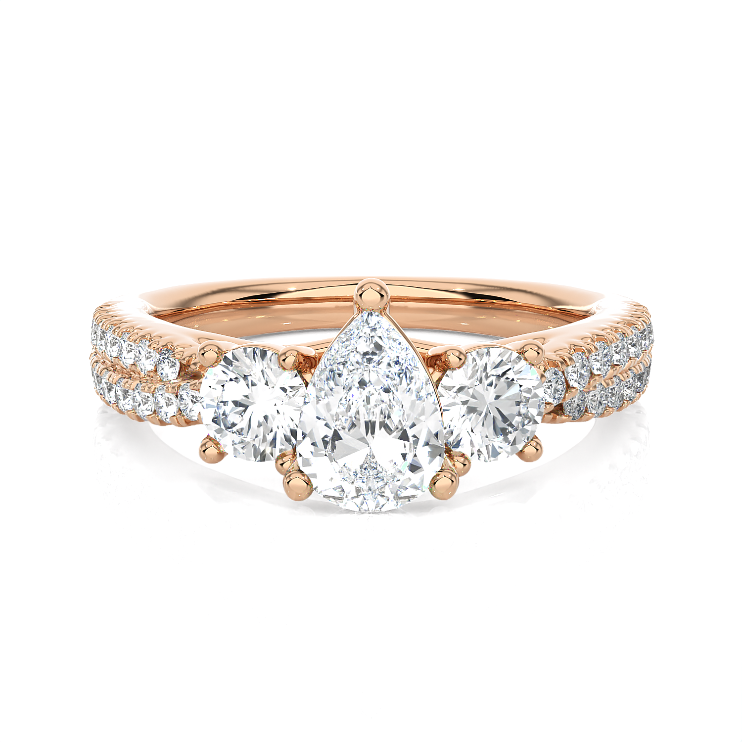 1 1/2 ctw Pear-Shaped Three Stone Lab Grown Diamond Ring