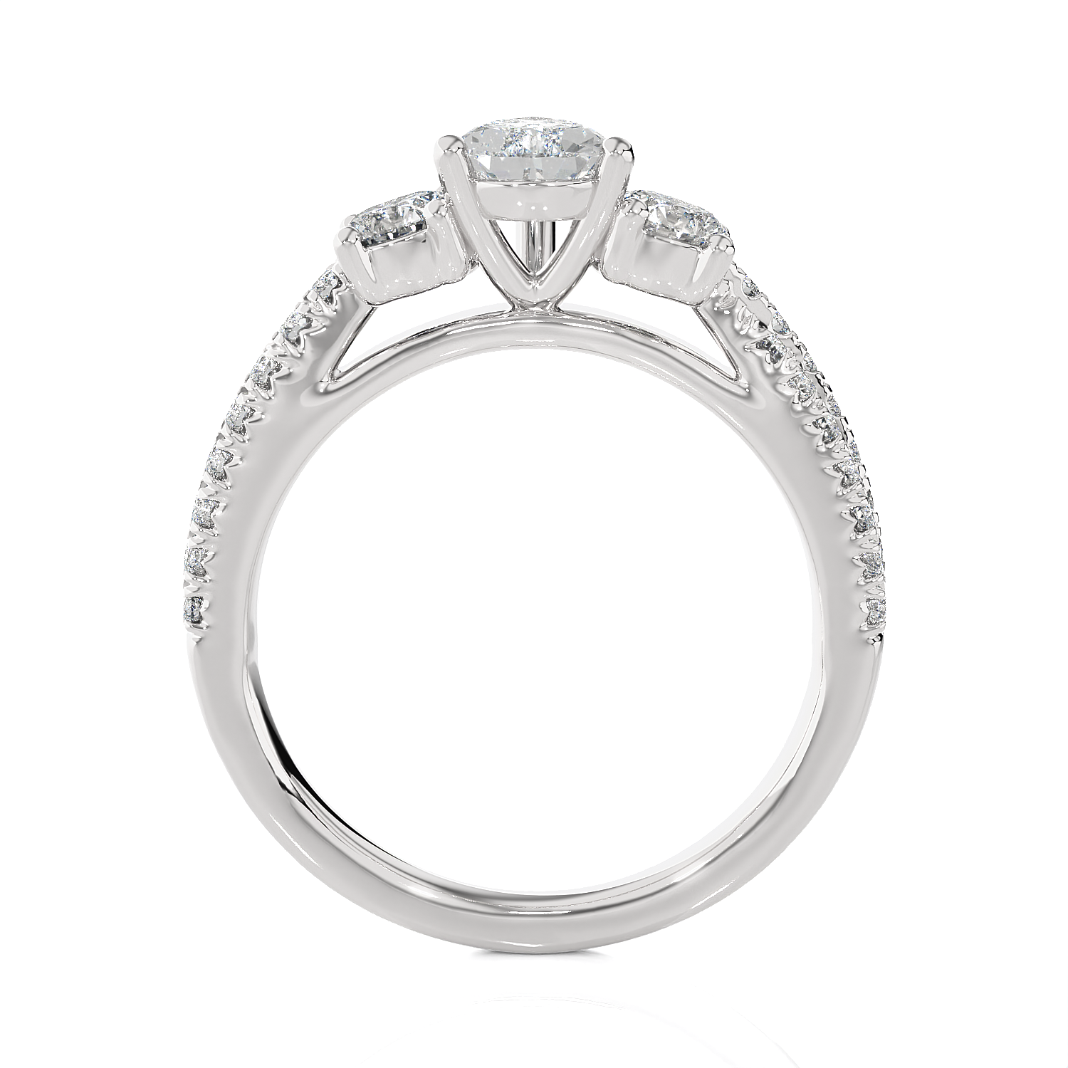 1 1/2 ctw Pear-Shaped Three Stone Lab Grown Diamond Ring