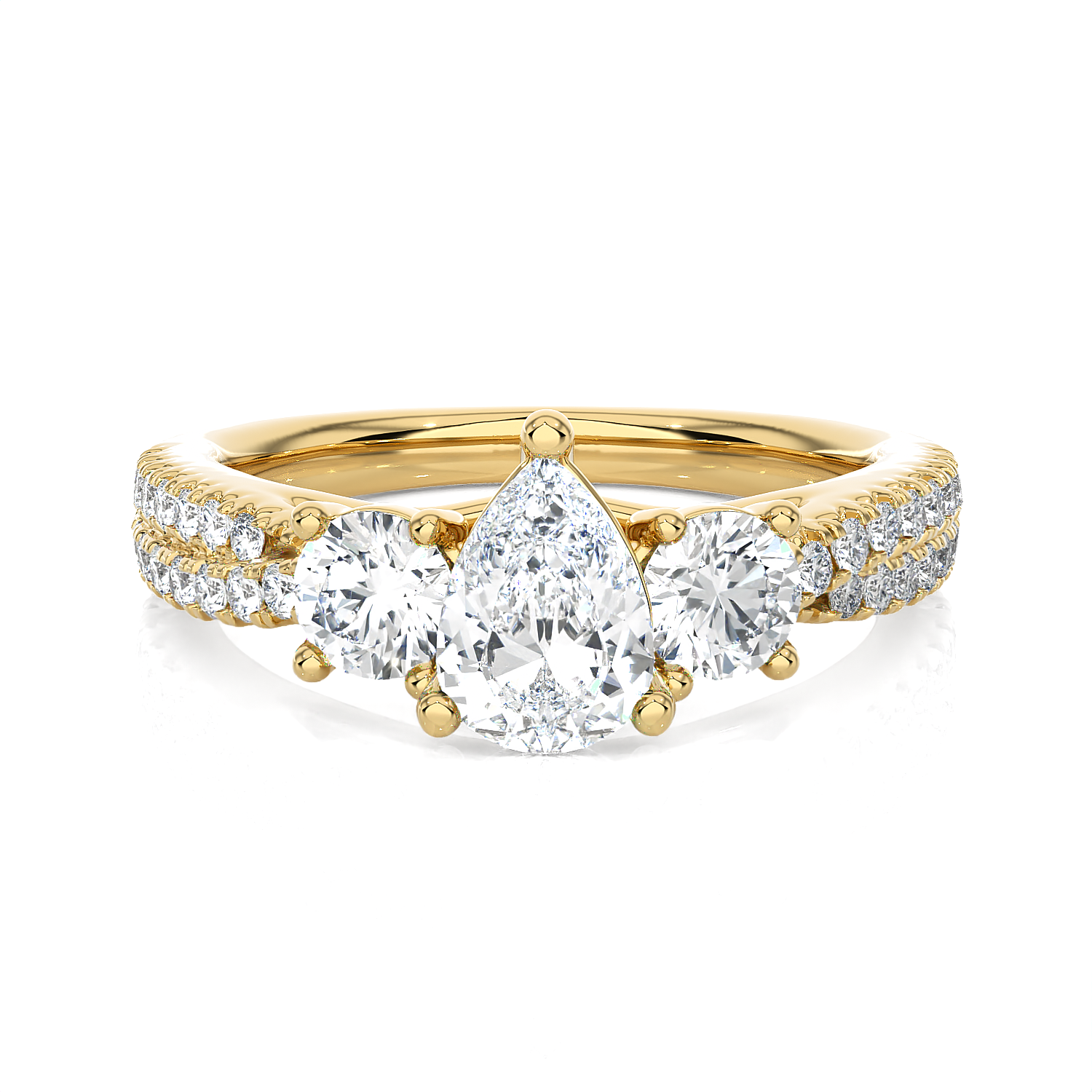 1 1/2 ctw Pear-Shaped Three Stone Lab Grown Diamond Ring