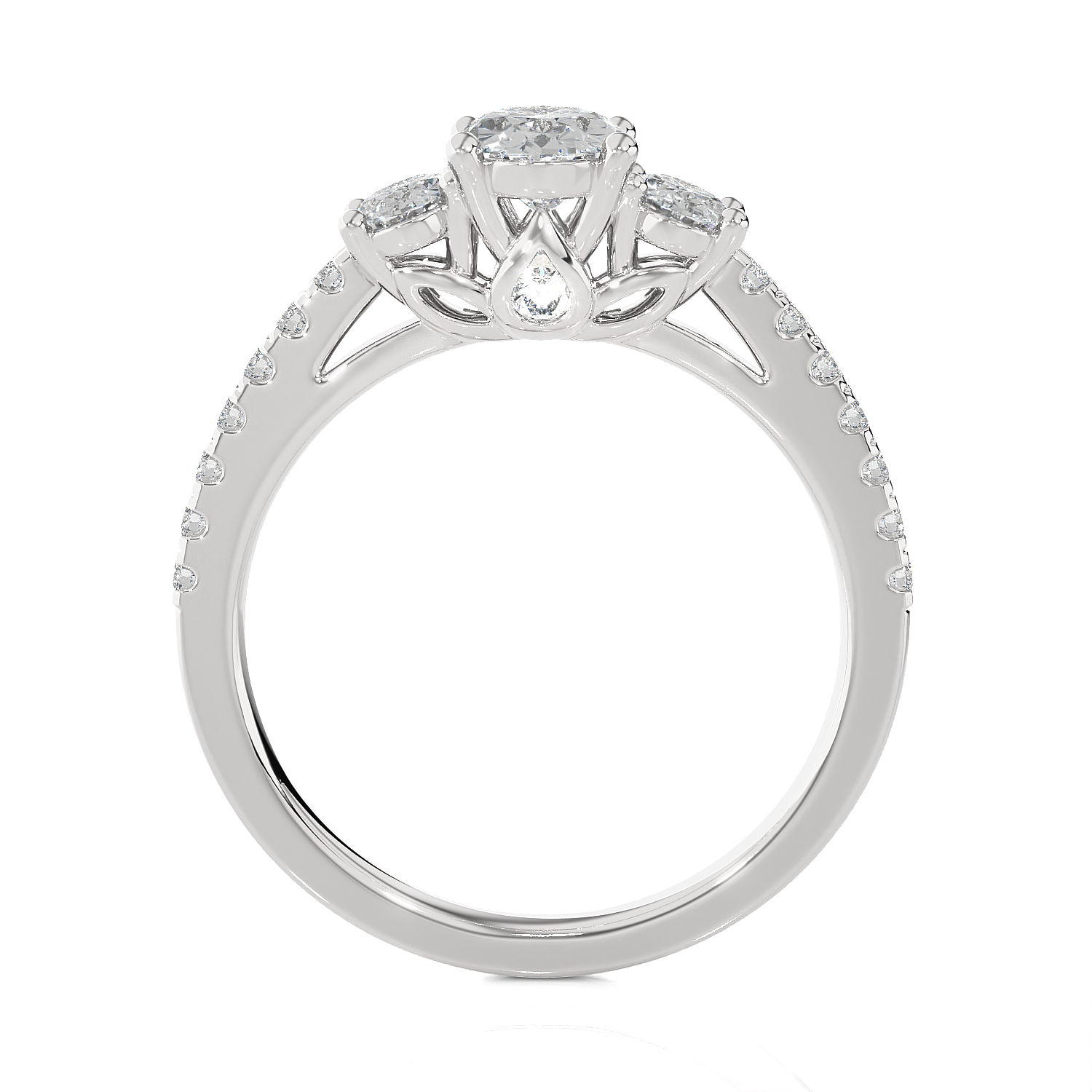 Round Three Stone Lab Grown Diamond Ring
